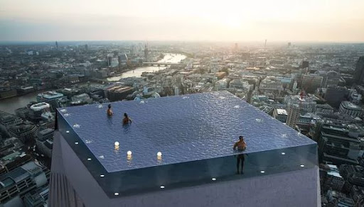 Piscina infinita no topo de um arranha-céu em Londres